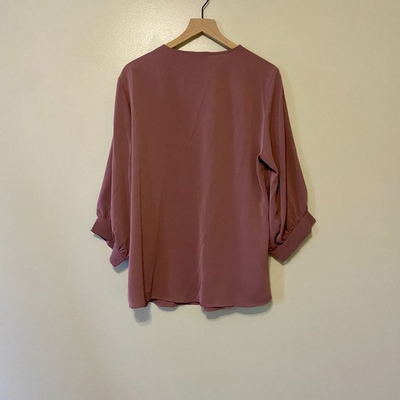 Unixseque Women's Casual Chiffon V Neck 3/4 Sleeve Business Tops Loose Work Blou - Picture 2 of 6